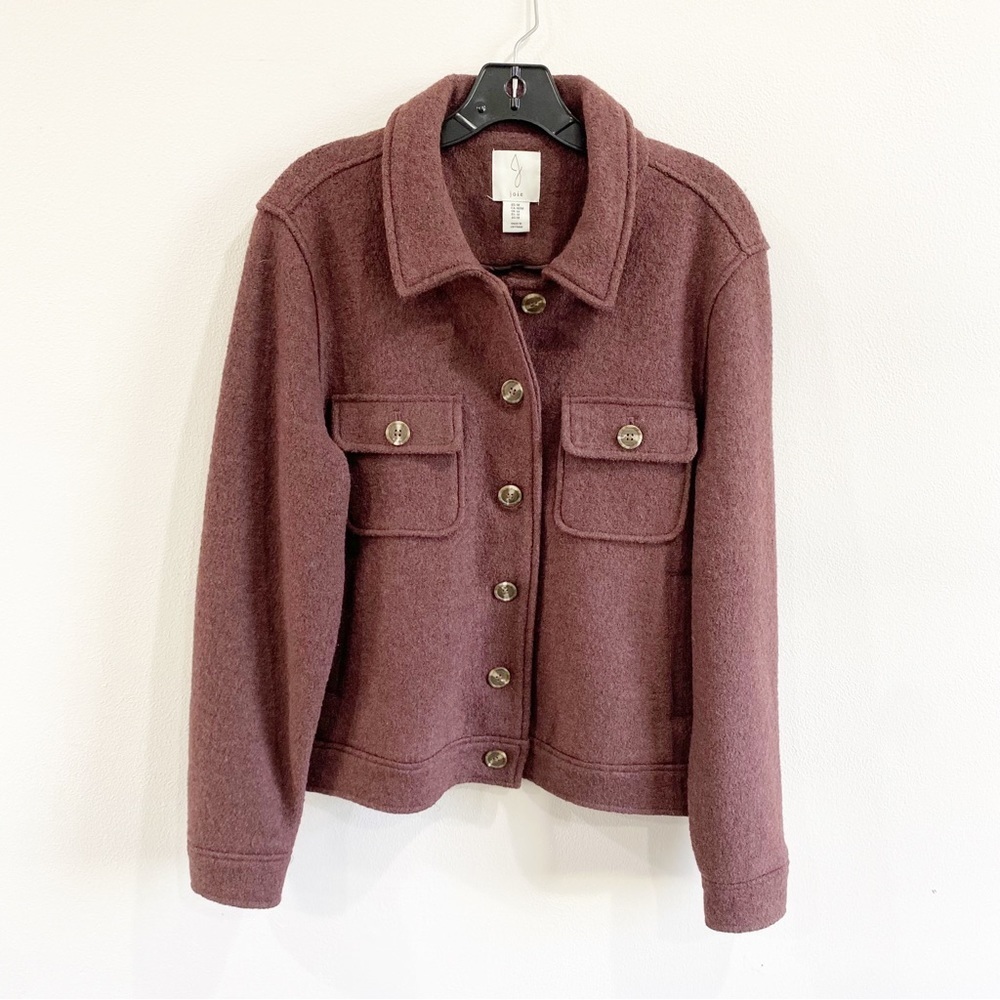 Joie | Mulberry Color Wool Blend Boiled Cropped Shacket